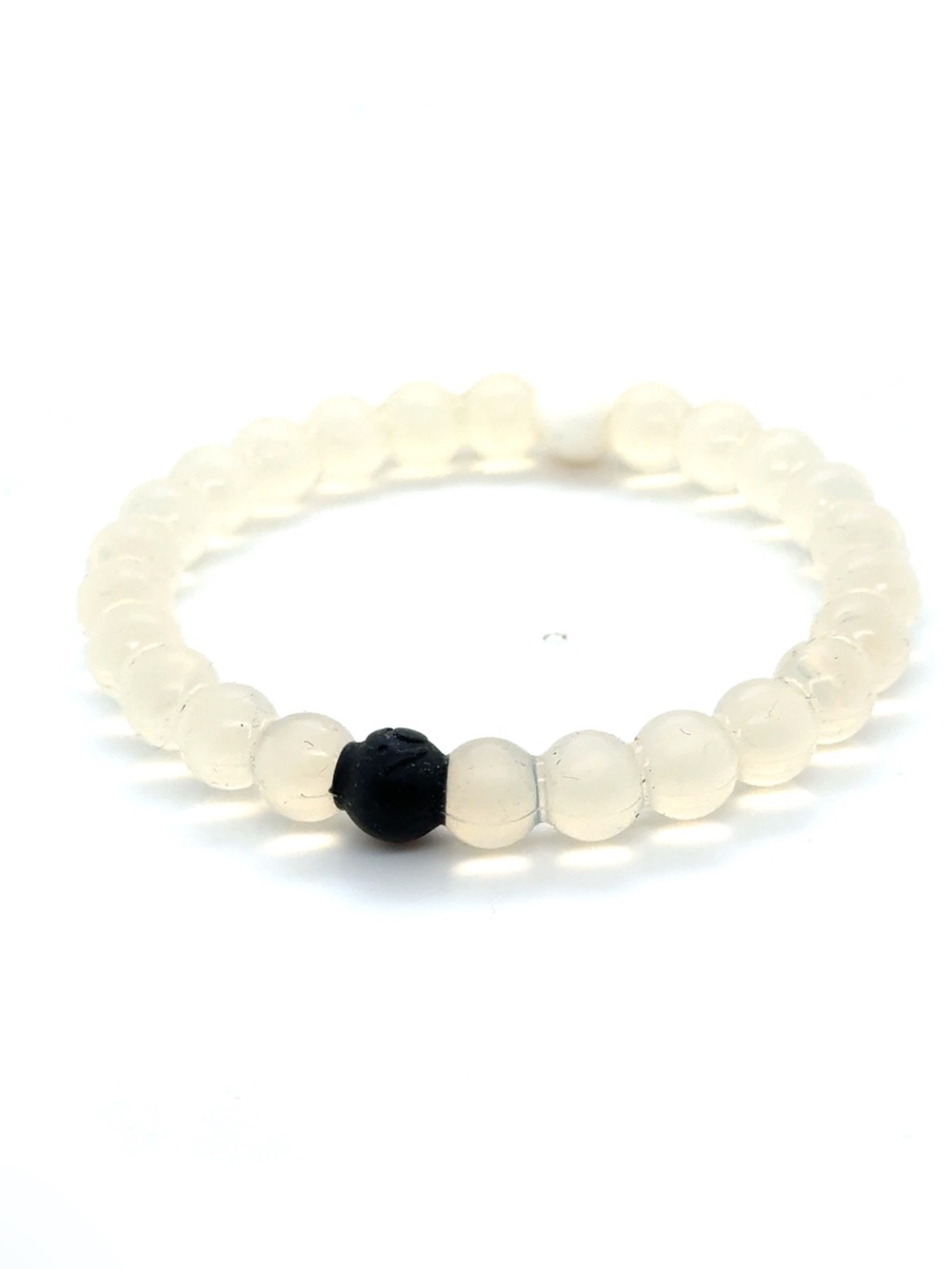 Lokai Clear‎ White Beaded Bracelet with Single Black Accent